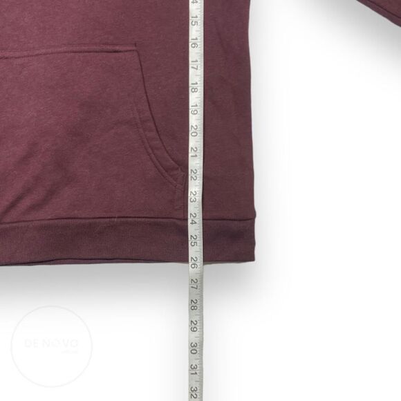 Guess Small Logo Solid Color Kangaroo Pocket Hoodie Size Medium Maroon - Picture 7 of 8